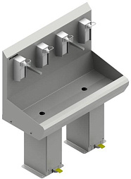 Бесконтатные умывальники педального включения (двухсекционного) 
