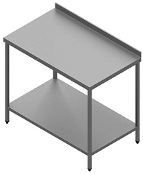 Столы производственные со сплошной полкой и отбортовкой 